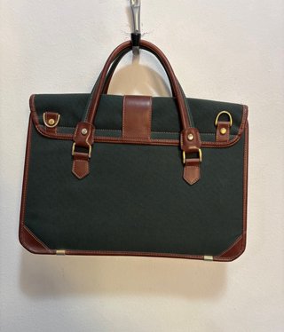 Borsa Samsonite pelle marrone e tela verde