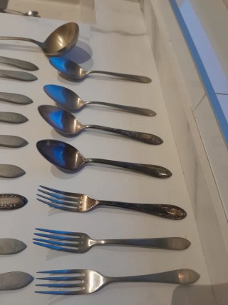 Juego cubiertos antiguos años 70 Alpaca 22 piezas