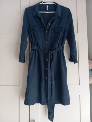 Vestido camisero tencel Zara azul