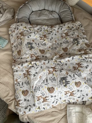 Nido para bebé gris y detalles animales