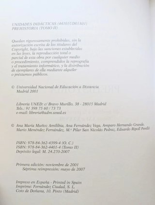 Prehistoria 2 tomos - Manual UNED