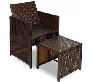 Conjunto mesa y sillas exterior mimbre
