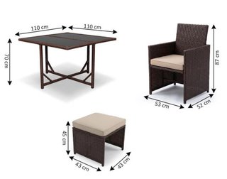 Conjunto mesa y sillas exterior mimbre