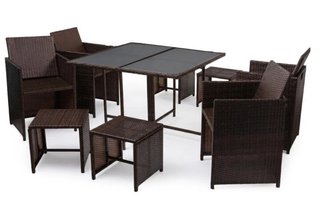 Conjunto mesa y sillas exterior mimbre