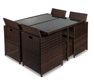 Conjunto mesa y sillas exterior mimbre