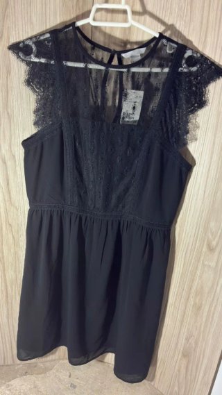 Vestido H&M Negro Encaje Talla M