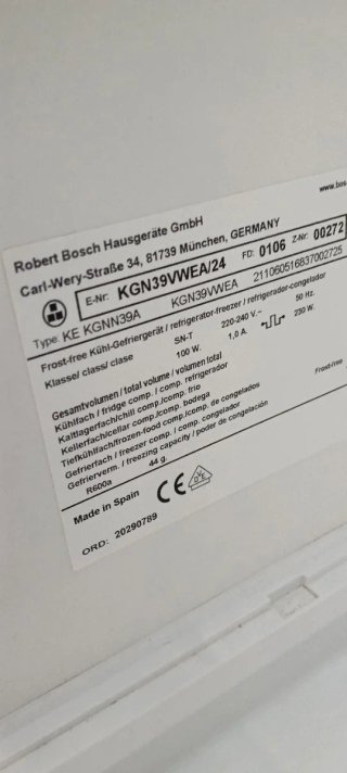 NEVERA COMBI BOSCH NO FROST ENERGÍA A+ 203 X 60 cm