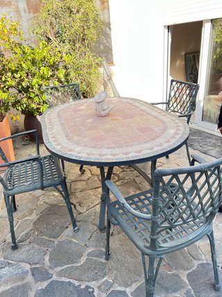 Mesa de jardín y 4 sillas Sillas hierro forjado