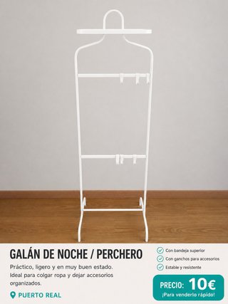 Galán de noche perchero blanco