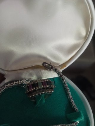 Conjunto Plata: Anillo y Pulsera esmeralda zafiros