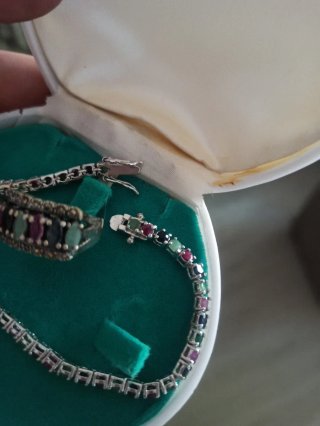 Conjunto Plata: Anillo y Pulsera esmeralda zafiros