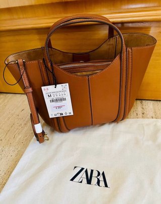 Bolso Zara Mini City Pespuntes Marrón