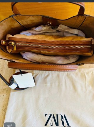 Bolso Zara Mini City Pespuntes Marrón