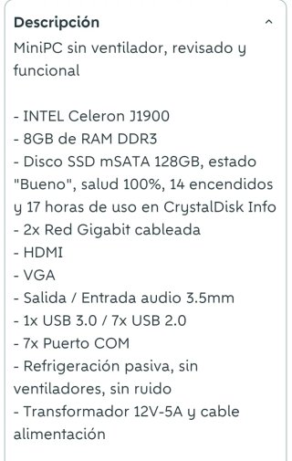 PC Industrial Negro j1900