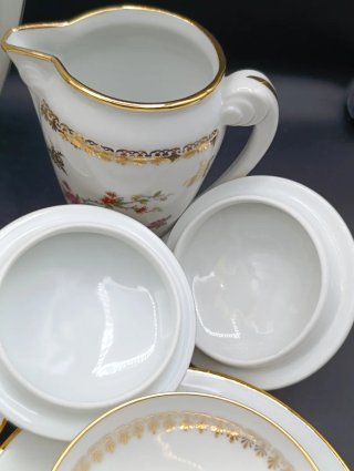 Set caffè Limoges porcellana uccelli fiori