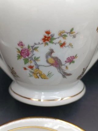 Set caffè Limoges porcellana uccelli fiori