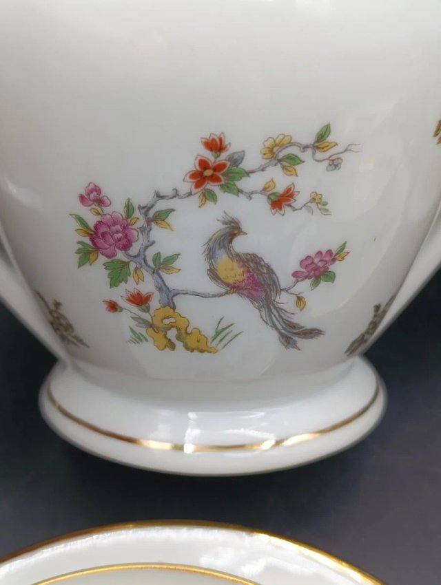 Set caffè Limoges porcellana uccelli fiori