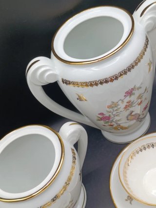 Set caffè Limoges porcellana uccelli fiori