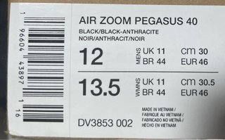 Nike Air Zoom Pegasus 40 Negro talla 46