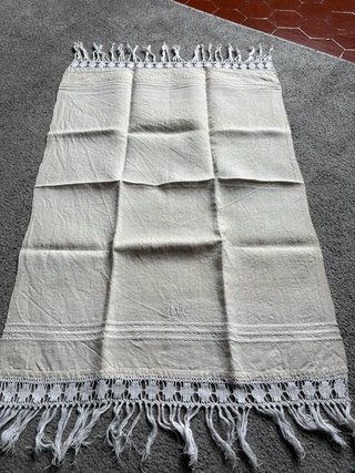 Asciugamano d'epoca in lino con monogramma