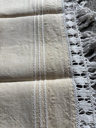 Asciugamano d'epoca in lino con monogramma
