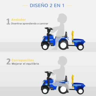 Tractor infantil azul con remolque y pala