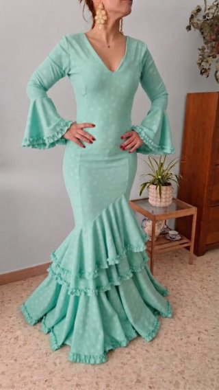 Traje de Flamenca Verde Lunares TODAS LAS TALLAS