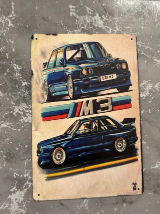 Cartel placa Metálica BMW M3 E30