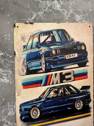 Cartel placa Metálica BMW M3 E30