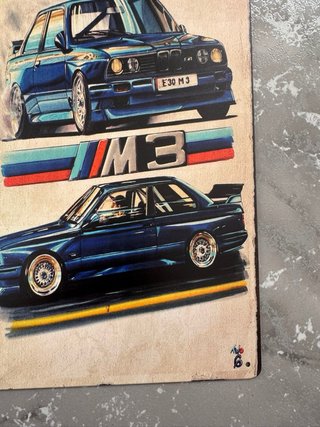 Cartel placa Metálica BMW M3 E30