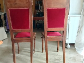 Coppia Sedie Antiche Velluto Rosso