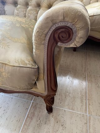 Conjunto 3 sofás clásicos beige y oro