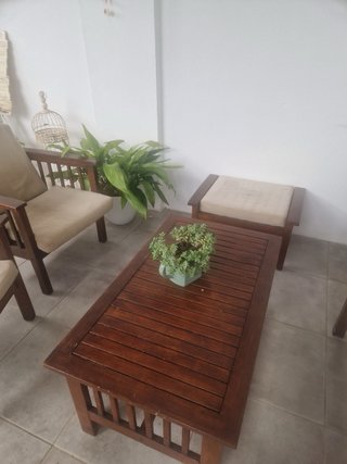 Conjunto exterior madera teka 2 sillones