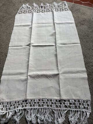 Asciugamano d'epoca in lino con monogramma