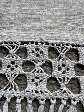 Asciugamano d'epoca in lino con monogramma