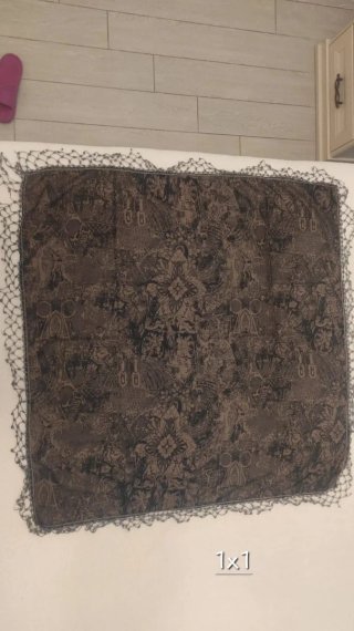 Foulard a quadri verde,nero tortora, blu e arancio