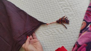 Foulard a quadri verde,nero tortora, blu e arancio