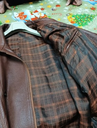 Cazadora de piel hombre marrón