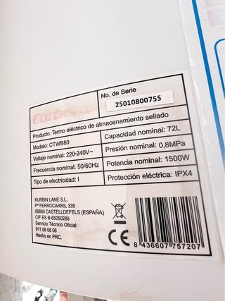 Termo eléctrico Corberó 80L