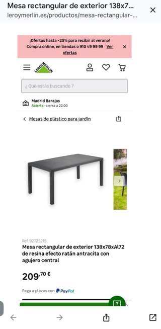 Mesa exterior de plástico resistente
