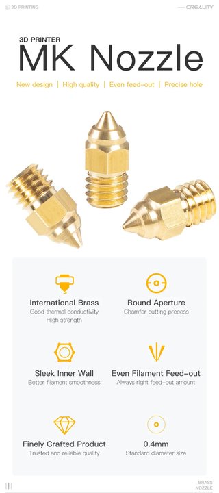 5 Bicos Latão 0.2mm Creality Ender 3/5/CR-6 S