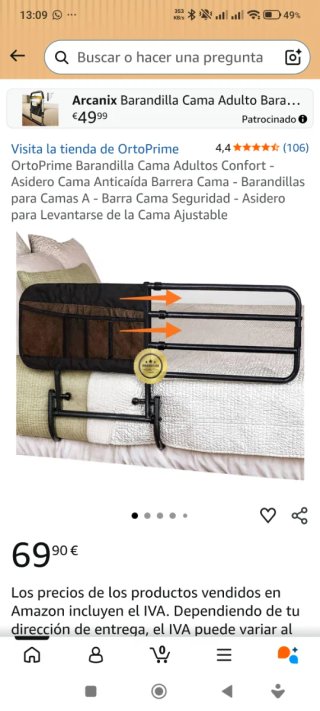 Barandilla de seguridad para cama
