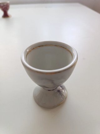 2 Hueveras Antiguas Cerámica filo Dorado