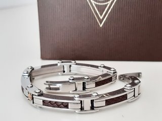 Bracciale Uomo Acciaio e Cuoio