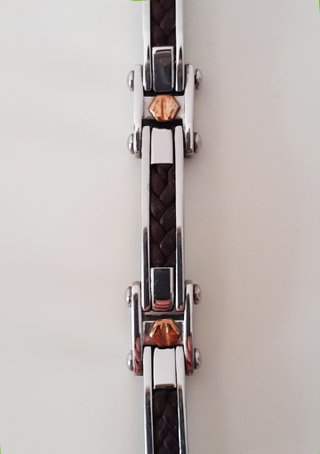 Bracciale Uomo Acciaio e Cuoio