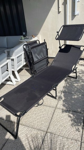 Lettino da sole pieghevole nero