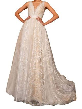 Vestido de Novia Blanco y Dorado Nuevo
