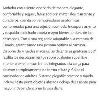 Caminador adulto con frenos