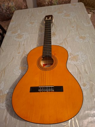 Guitarra marrón buen estado con funda