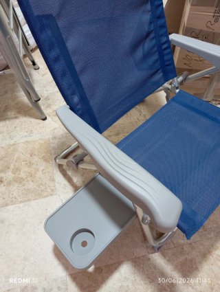 Silla plegable 6 posiciones con mesa y bolsillo